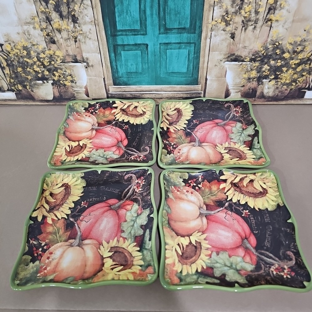 4 Certified International 8.5" x 8.5" Autumn Themed Plate by Susan Winget
